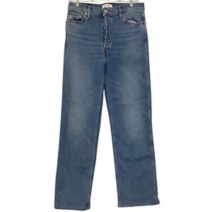 RE/DONE 90s High Rise Loose Jeans Fade Blue Straight Leg Button Fly - Sz 29